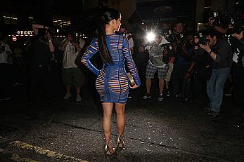 Demi Rose in tight see through dress attends the Sixty Six magazine Launch party