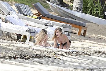 Edita Vilkeviciute sunbathing topless in St Barts