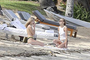 Edita Vilkeviciute sunbathing topless in St Barts