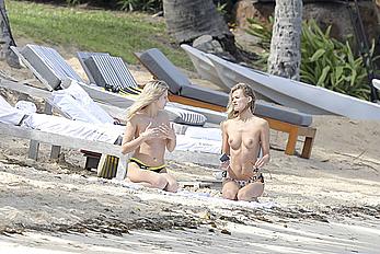 Edita Vilkeviciute sunbathing topless in St Barts