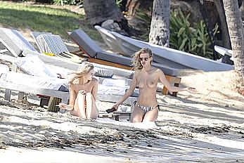 Edita Vilkeviciute sunbathing topless in St Barts