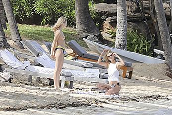 Edita Vilkeviciute sunbathing topless in St Barts