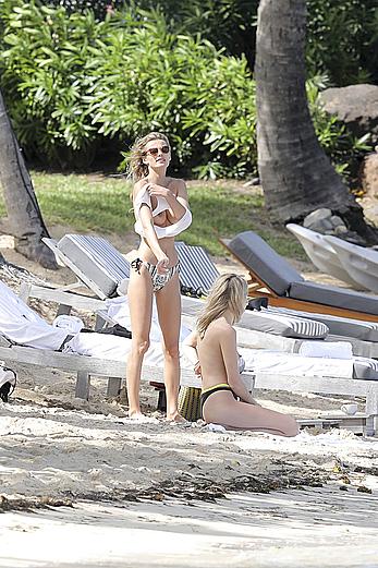 Edita Vilkeviciute sunbathing topless in St Barts