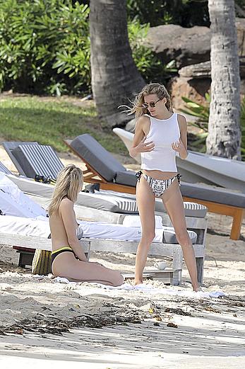 Edita Vilkeviciute sunbathing topless in St Barts