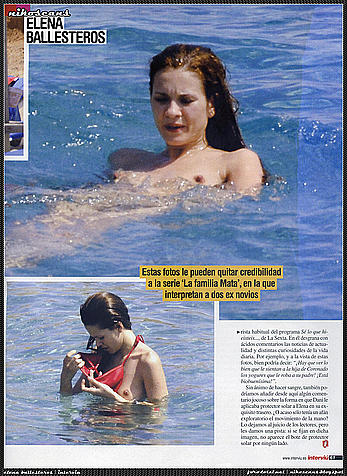 Elena Ballesteros sunbathing topless on a beach