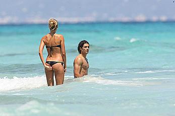 Elena Santarelli topless on the beach candids