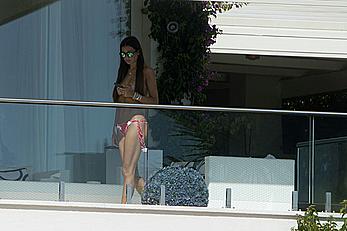 Elisabetta Gregoraci caught topless on a balcony in Porto Cervo