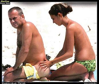 Elisabetta Liberale topless on a beach paparazzi photos