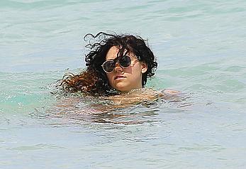 Eliza Doolittle in bikini candids on a beach