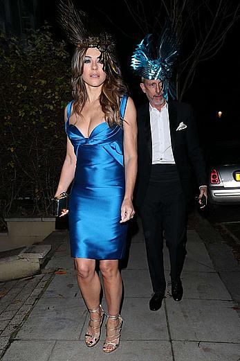 Elizabeth Hurley cleavage in blue dress