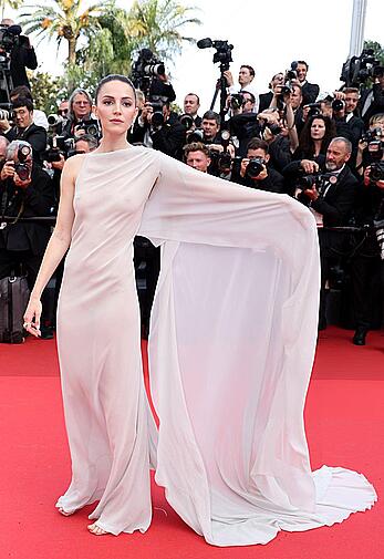 Ella Hunt braless in see through dress at Horizon An American Saga Red Carpet premiere in Cannes