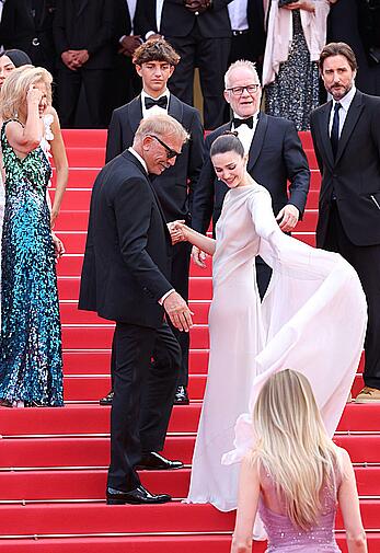 Ella Hunt braless in see through dress at Horizon An American Saga Red Carpet premiere in Cannes