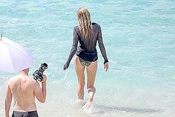 Elsa Hosk topless and in wet see through top during photoshoot