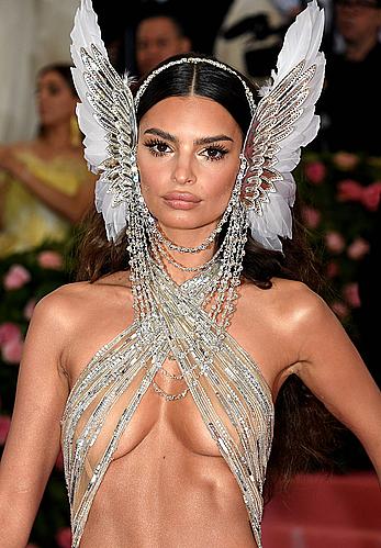 Emily Ratajkowski in see through top at 2019 Met Gala