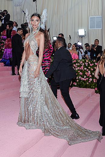 Emily Ratajkowski in see through top at 2019 Met Gala