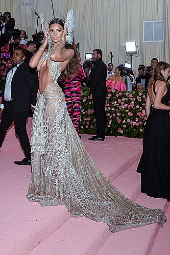 Emily Ratajkowski in see through top at 2019 Met Gala