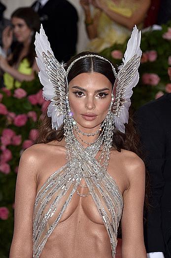 Emily Ratajkowski in see through top at 2019 Met Gala