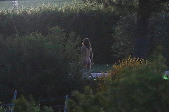 Emily Ratajkowski nude from behind on set of Welcome Home in Italy