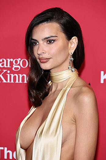 Emily Ratajkowski sideboob and cleavage at The King's Trust 2024 Global Gala