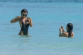 Busty Emily Ratajkowski topless on a beach in Cancun