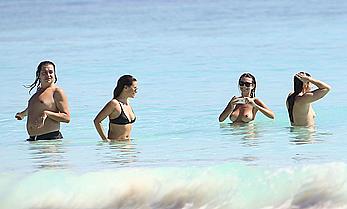 Busty Emily Ratajkowski topless on a beach in Cancun