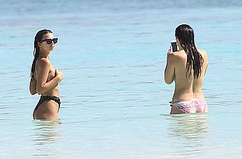 Busty Emily Ratajkowski topless on a beach in Cancun