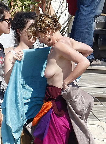 Emma Thompson topless in set of The Love Punch