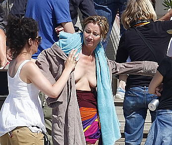 Emma Thompson topless in set of The Love Punch