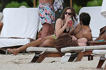 Emma Watson on the beach in the Caribbean