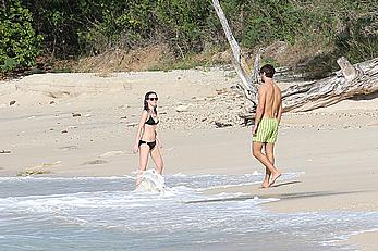 Emma Watson on the beach in the Caribbean