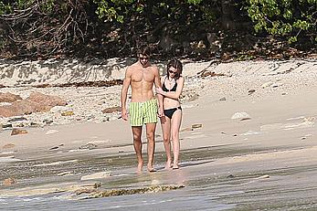 Emma Watson on the beach in the Caribbean