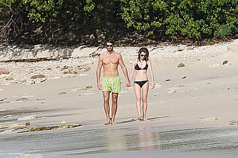 Emma Watson on the beach in the Caribbean