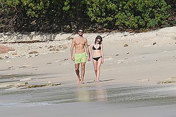 Emma Watson on the beach in the Caribbean