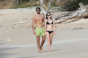 Emma Watson on the beach in the Caribbean