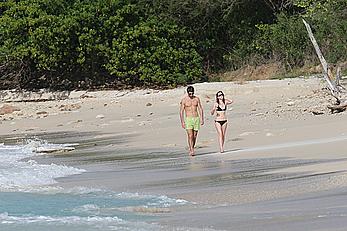 Emma Watson on the beach in the Caribbean