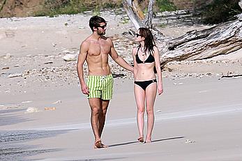 Emma Watson on the beach in the Caribbean