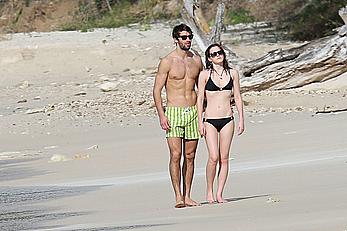 Emma Watson on the beach in the Caribbean