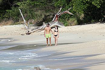 Emma Watson on the beach in the Caribbean