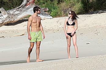 Emma Watson on the beach in the Caribbean