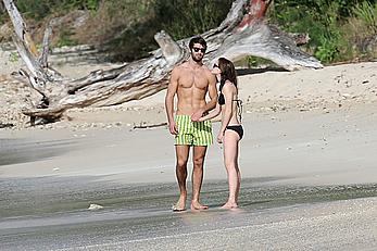 Emma Watson on the beach in the Caribbean