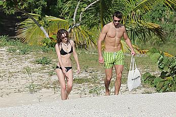 Emma Watson on the beach in the Caribbean