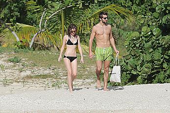 Emma Watson on the beach in the Caribbean