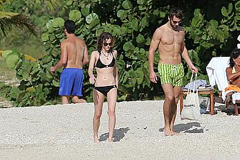 Emma Watson on the beach in the Caribbean