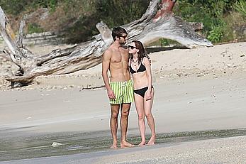 Emma Watson on the beach in the Caribbean