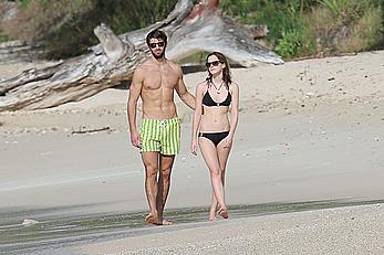 Emma Watson on the beach in the Caribbean