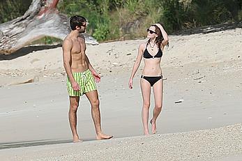 Emma Watson on the beach in the Caribbean