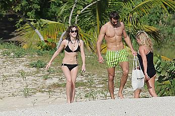 Emma Watson on the beach in the Caribbean