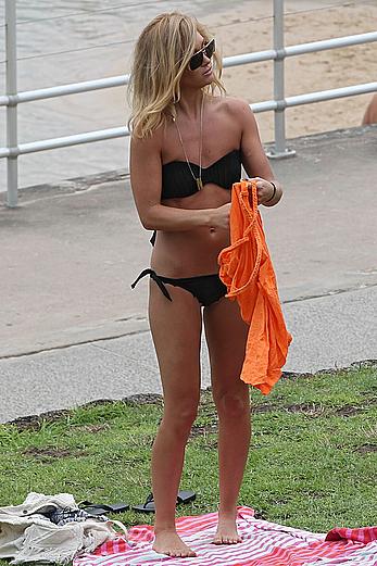 Erin McNaught in bikini at Bondi Beach in Sydney