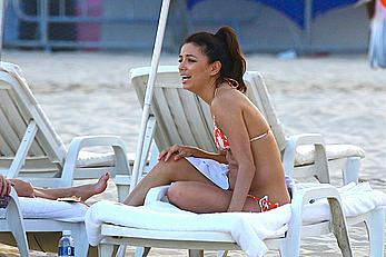 Eva Longoria wearing a bikini on the beach in Rio