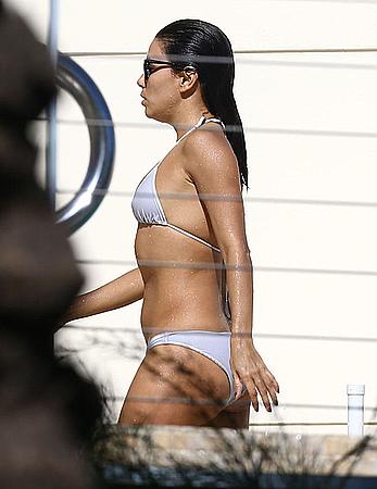 Eva Longoria hard nipples under bikini in Miami